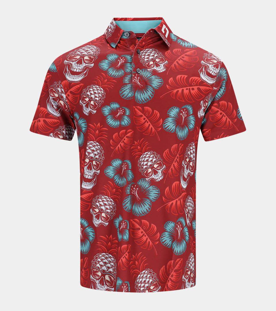 PINEAPPLE SKULL POLO - PURPLE-RED