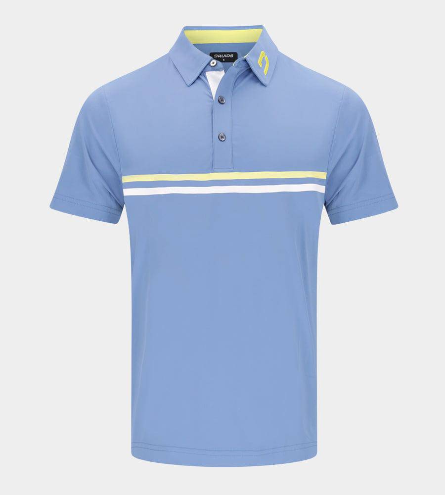 STRIPE PERFORMANCE POLO - BLUE/LEMON