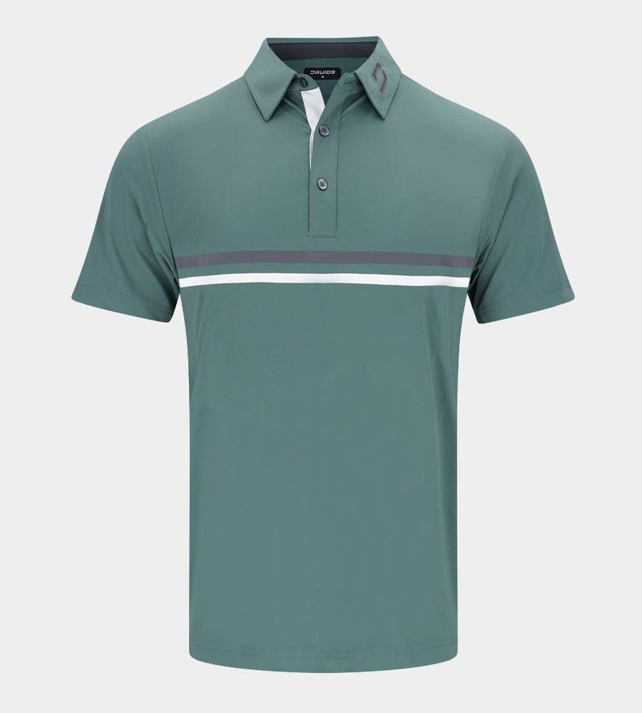 STRIPE PERFORMANCE POLO - SAGE/CHARCOAL