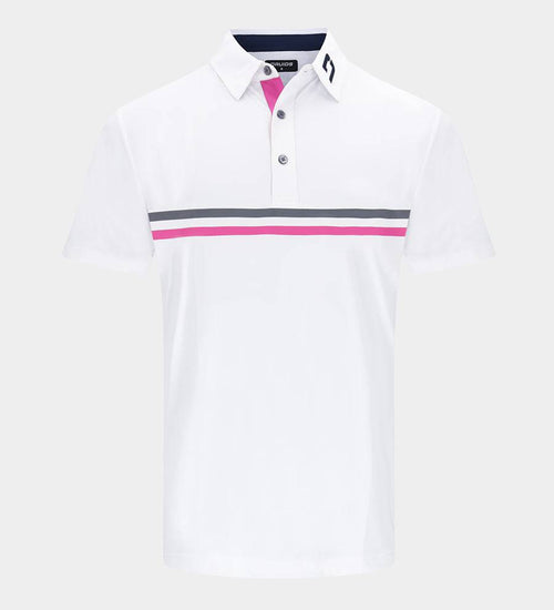 STRIPE PERFORMANCE POLO - WHITE/NAVY