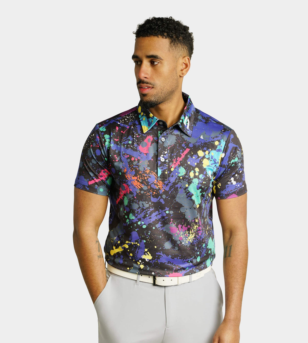 VIVID SPLATTER POLO - BLACK