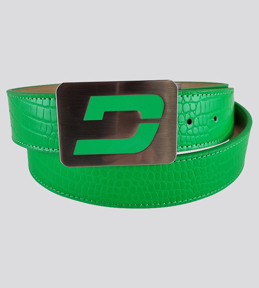 MEN'S CROC GOLF LEATHER BELT - BRIGHT GREEN (ONE SIZE FITS ALL)
