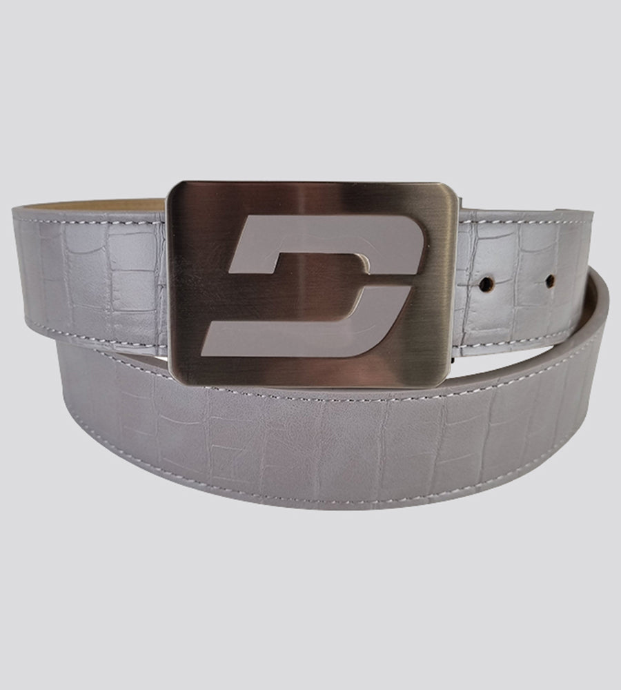 MEN'S CROC GOLF LEATHER BELT - GREY (ONE SIZE FITS ALL)
