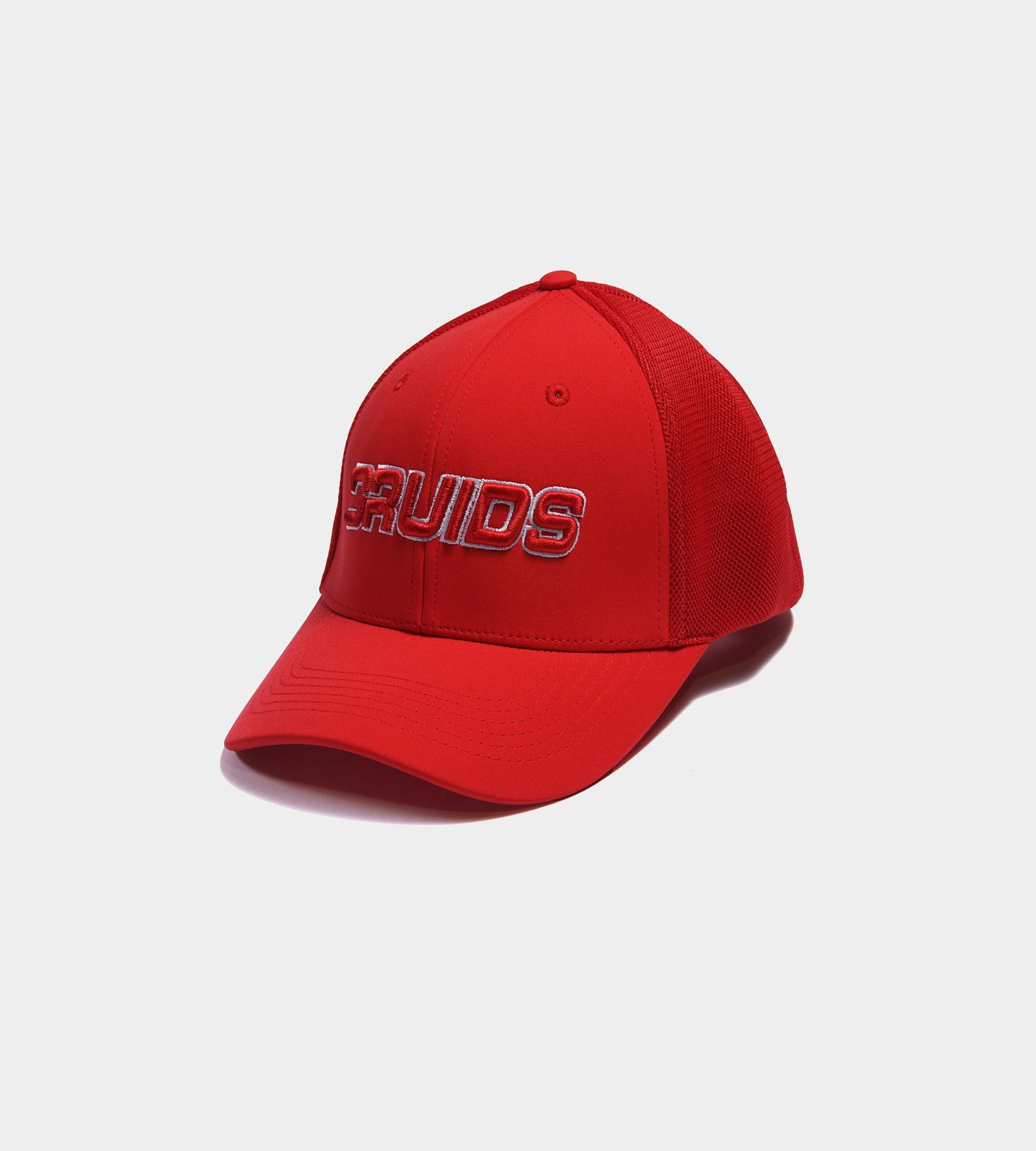 OUTLINE FITTED TRUCKER CAP - RED - DRUIDS